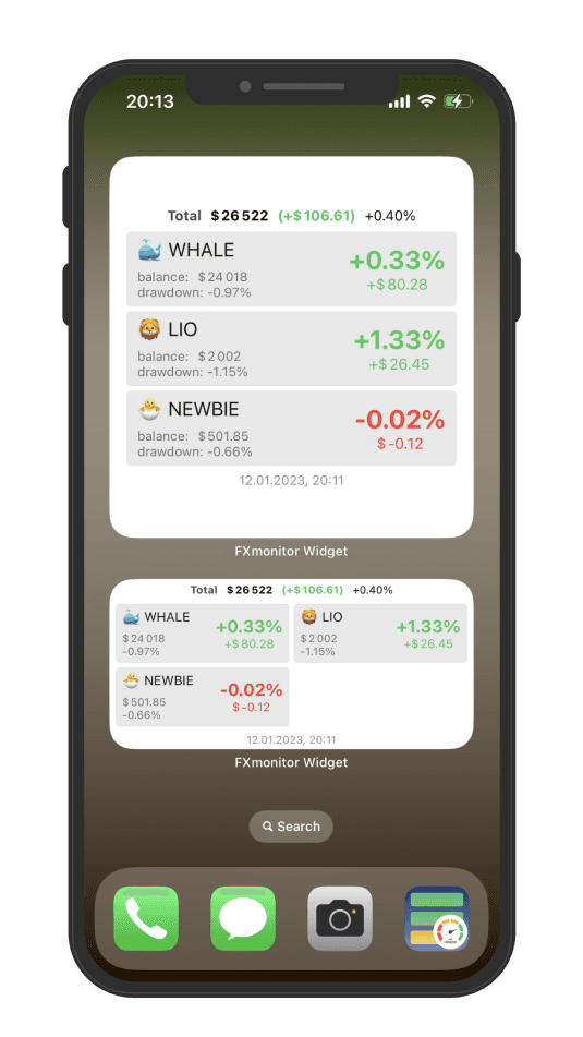 Iphone with FxMonitor Widgets